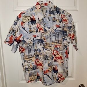 Vintage Crossings Hawaiian Aloha Cotton Shirt w/ Front Pocket (Size L)